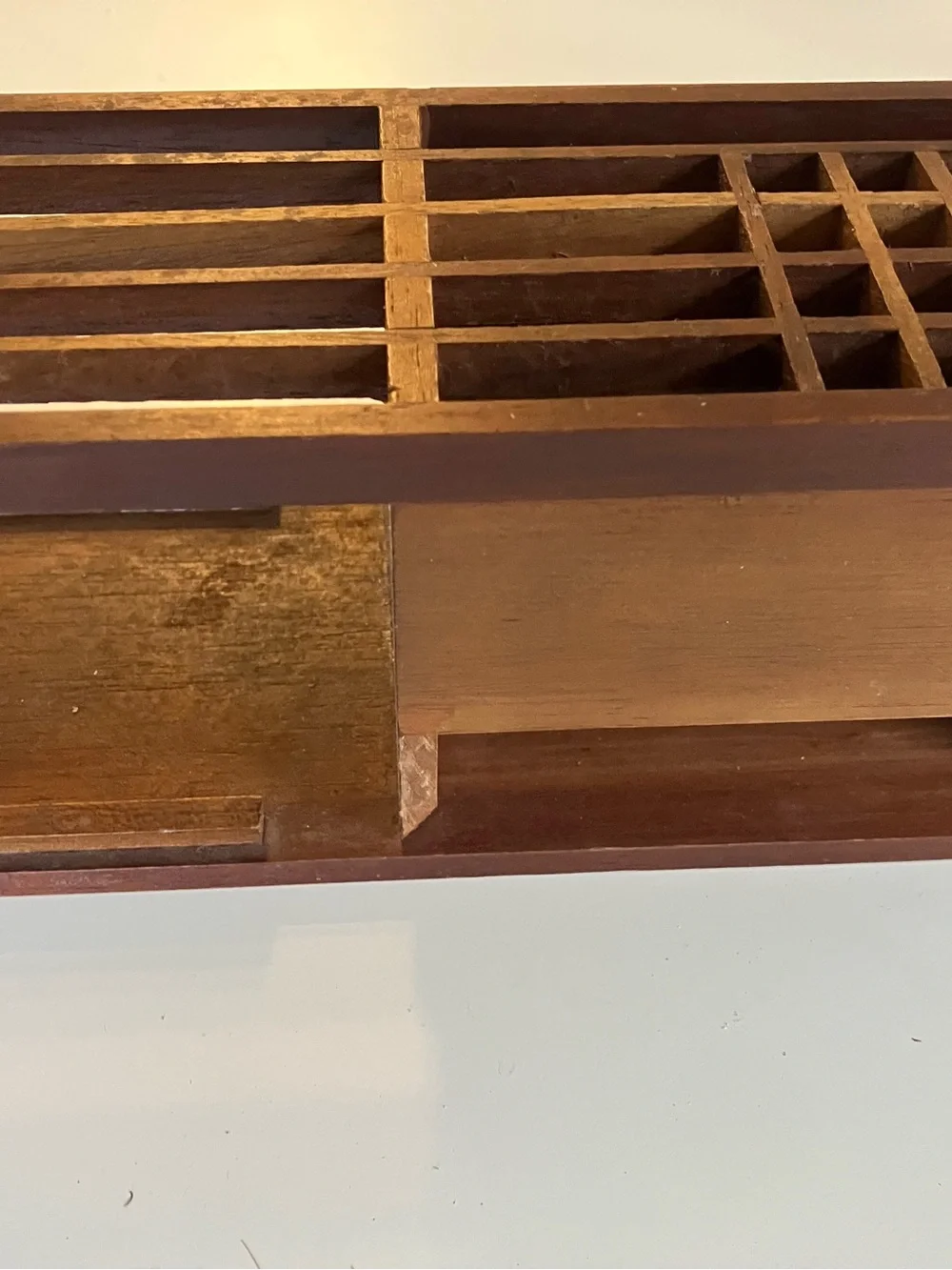 Wood Slat desk Organizer in Brown vintage made in USA.
